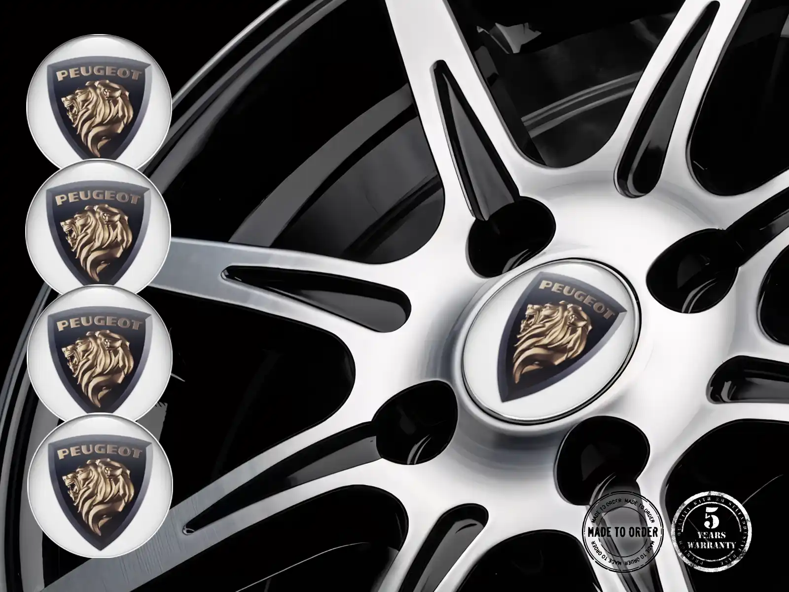 Peugeot Calcomanías de Rueda Marca Etiquetas Cúpula Premium